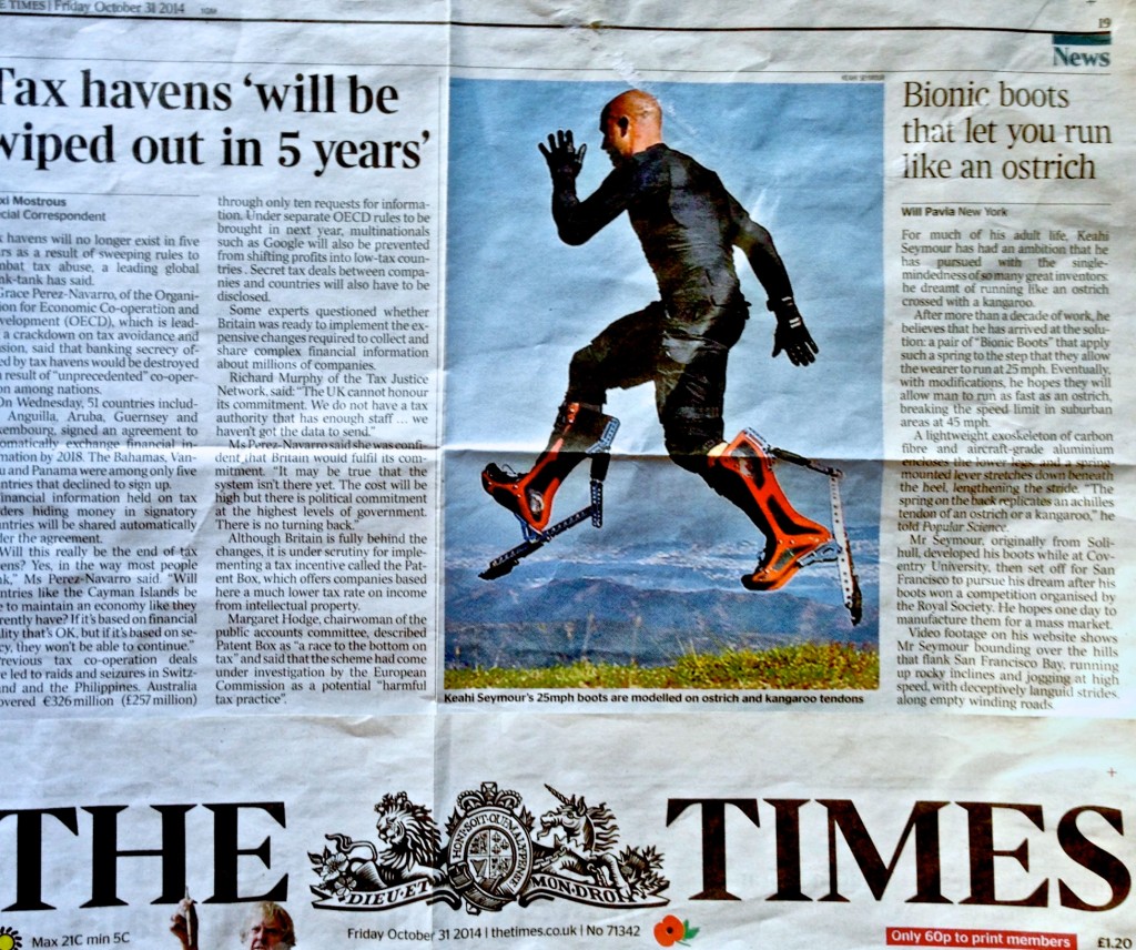 THE TIMES, BIONIC BOOT ARTICLE.